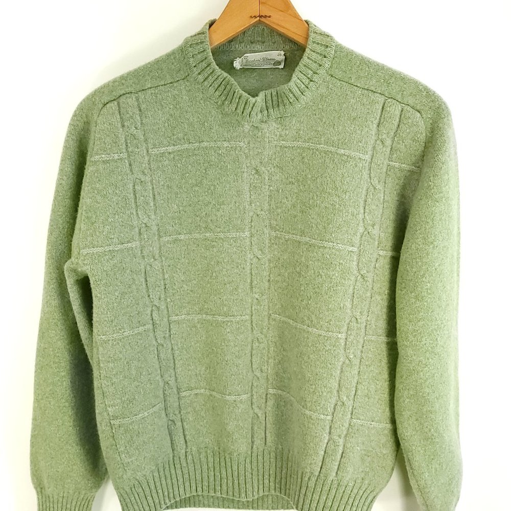 Bernhard Altman Sweater Women's 46 Green Gray Wool Pullover Scotland